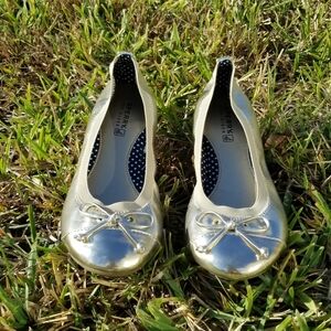Sperry Elise Ballet Flats In Metallic Shiny Champagne Gold Size 3